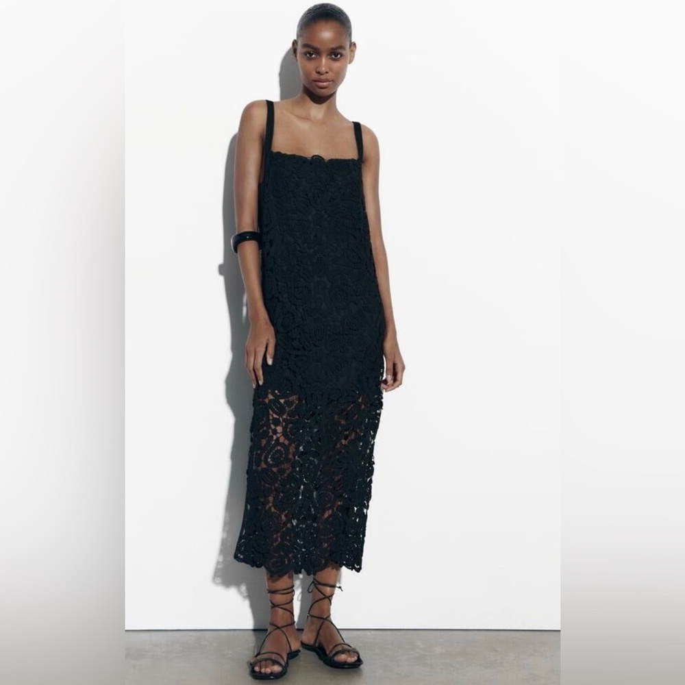Zara macrame knit midi dress
